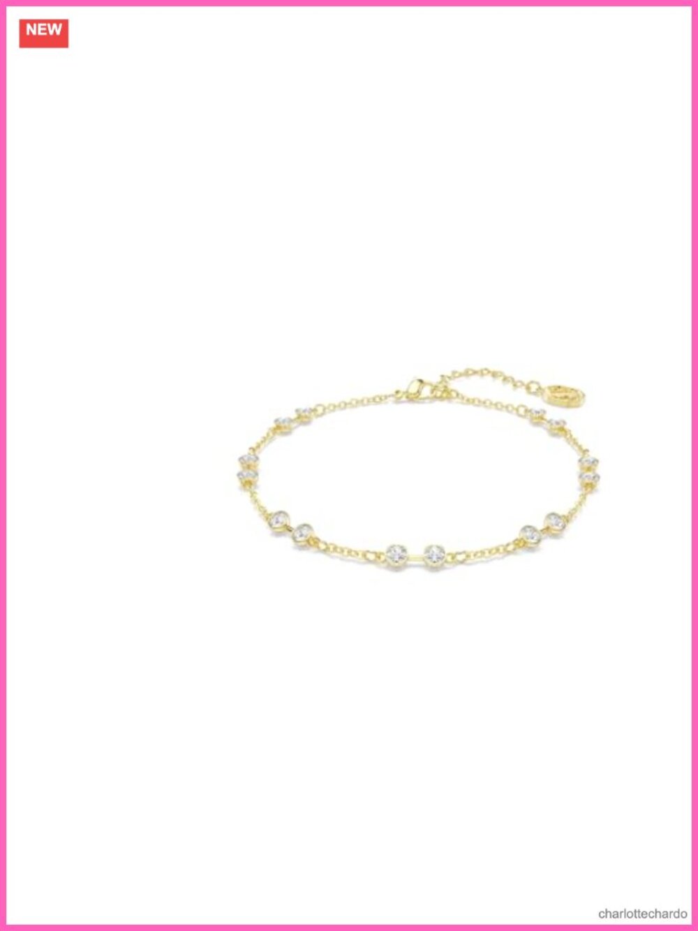 Gold-tone Swarovski Crystal Link Bracelet Round Cut Adjustable Length